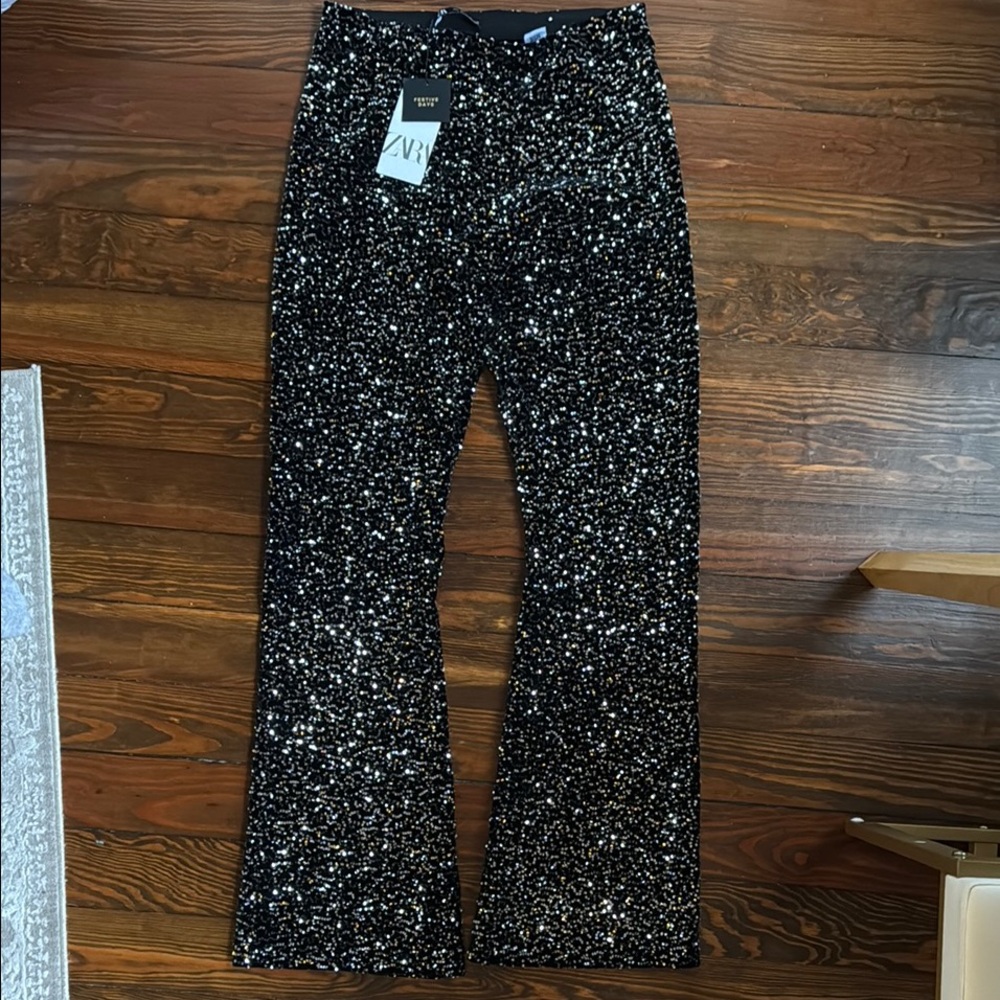 Zara Black Sequence Women's Pants